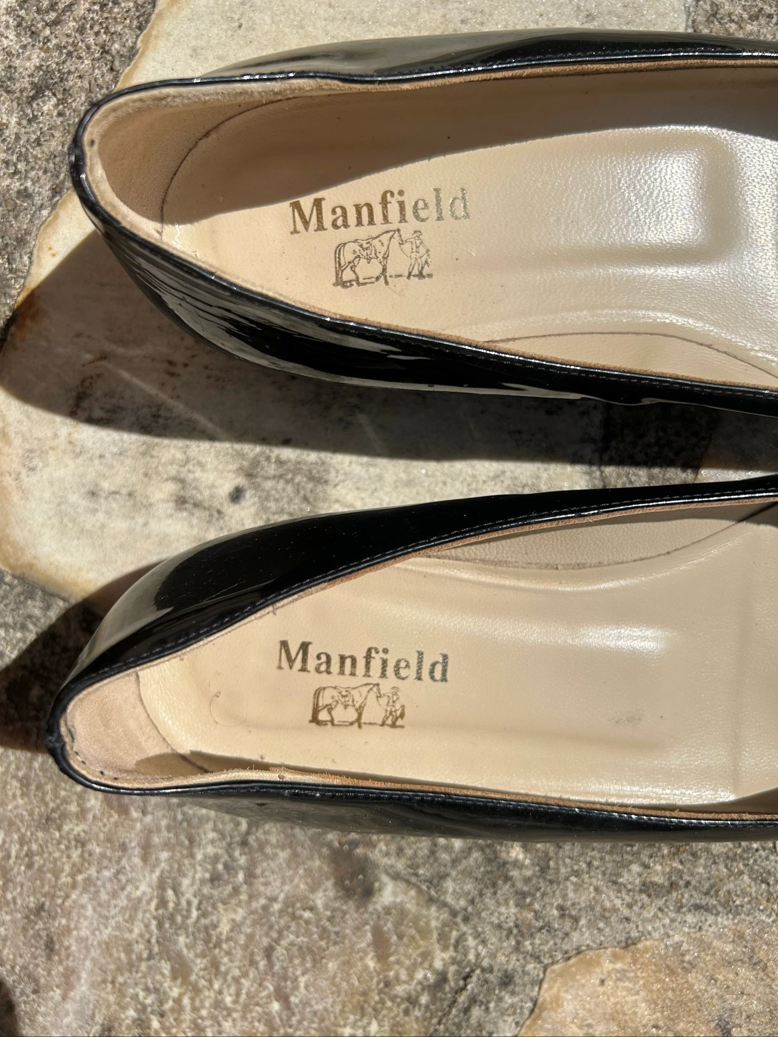 Ballerines noir en cuir verni véritable bout pointu Pointure 40 et demi Manfield – photo 3